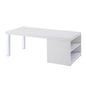 47" White and Silver Wood And Metal Frame Coffee Table With Shelf