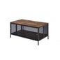 41" Black And Antique Oak Rectangular Coffee Table With Shelf