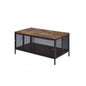 41" Brown and Black Wood And Metal Frame Coffee Table With Shelf