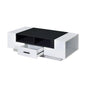 47" Black and White Wood Floor Shelf Coffee Table With Drawer And Three Shelves