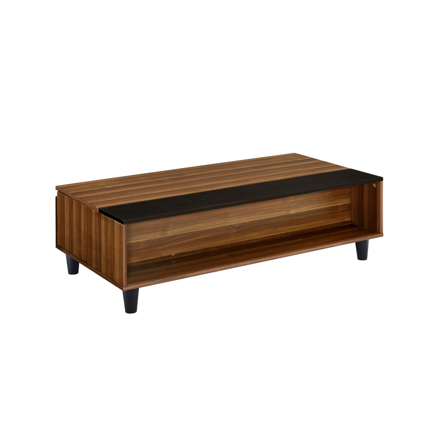 47" Brown and Black And Brown Lift Top Coffee Table With Shelf