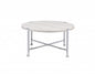 36" White and Silver Metal Round Cross Legs Coffee Table