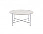 36" White and Silver Metal Round Cross Legs Coffee Table