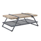 47" Natural and Gray Metal Sled Coffee Table With Shelf