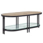 47" Natural Metal Oval Sled Coffee Table With Shelf