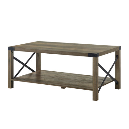 47" Oak Coffee Table With Shelf