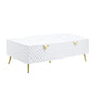 53" White Wood And Metal Coffee Table With Four Drawers