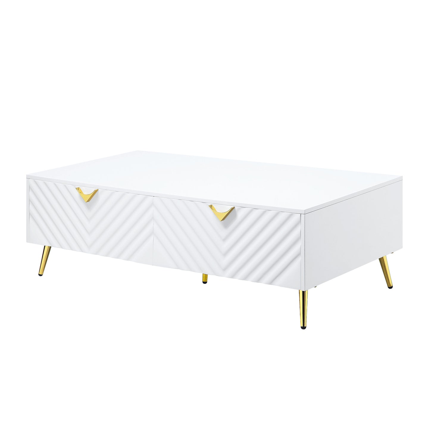 53" White Metal Coffee Table With Four Drawers