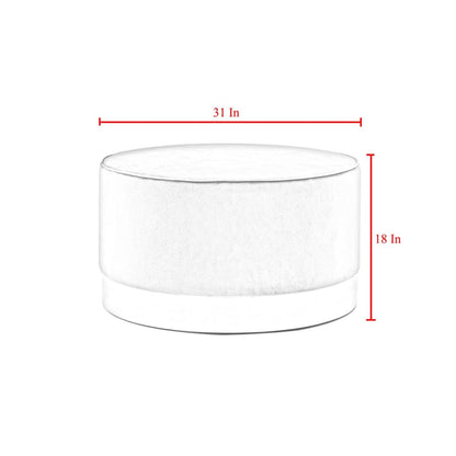 31" Gray Velvet and Silver Round Cocktail Ottoman