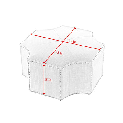 33" Silver Faux Leather Tufted Octagonal Cocktail Ottoman