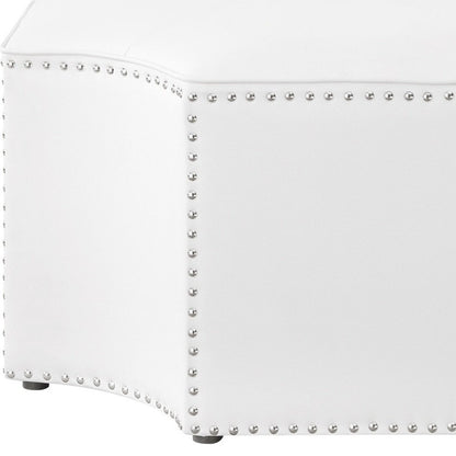 33" Silver Faux Leather Tufted Octagonal Cocktail Ottoman