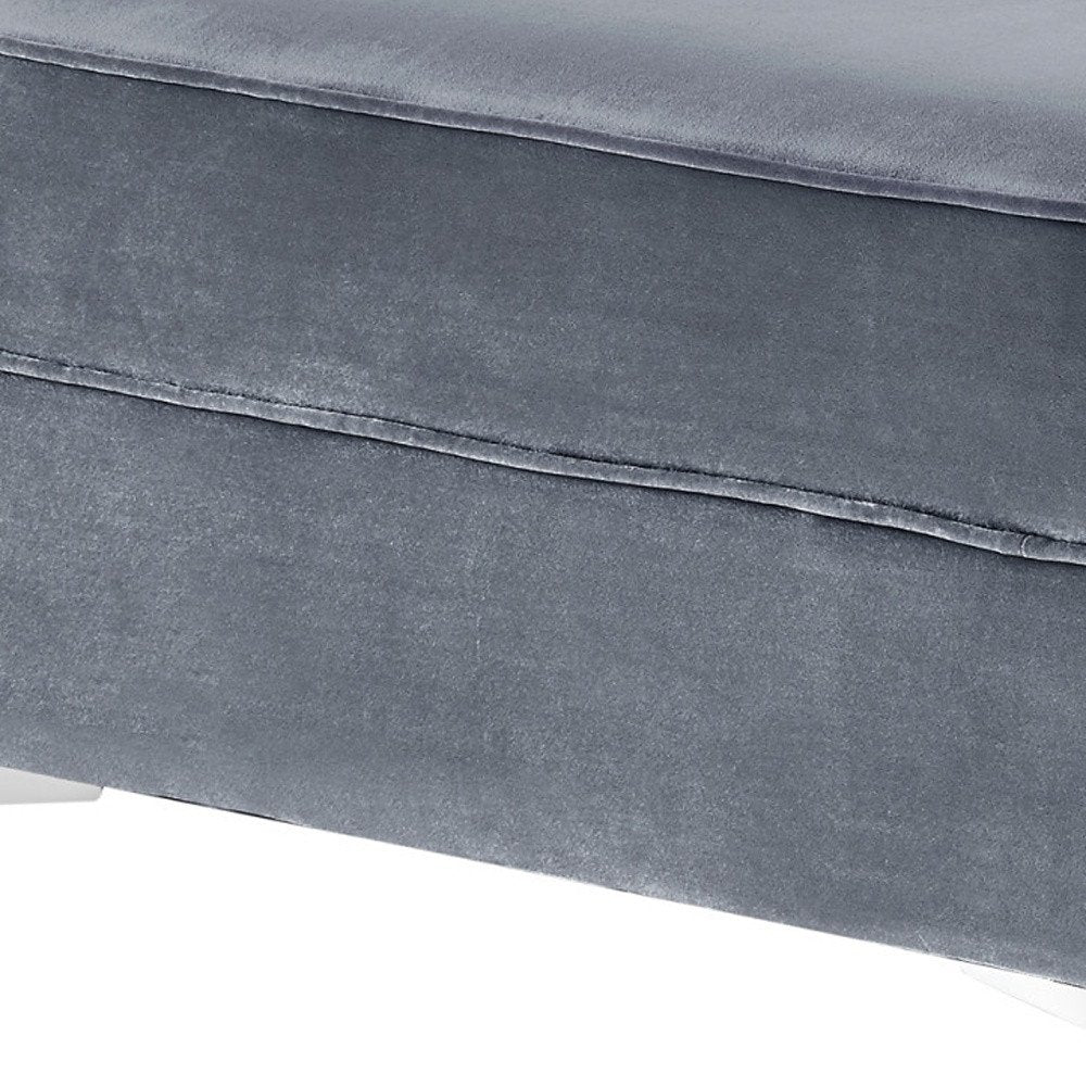 30" Gray Velvet And Silver Storage