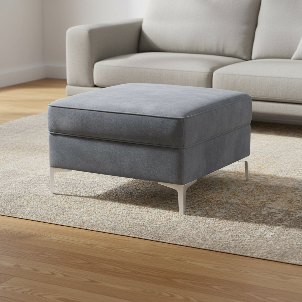 30" Gray Velvet And Silver Storage