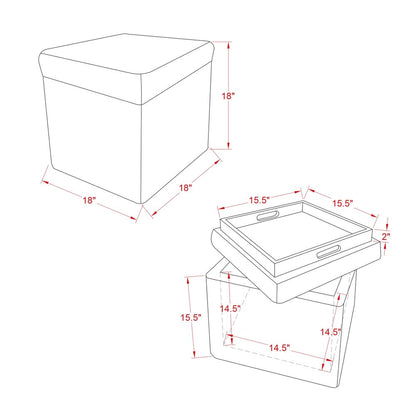 18" Blush Faux Fur and Black Storage Ottoman