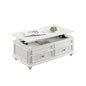 48" White Wood Lift Top Solid Coffee Table With Two Drawers