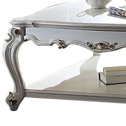47" Pearl Wood Coffee Table With Shelf