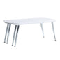 47" White Clear and Silver Wood And Glass And Metal Coffee Table