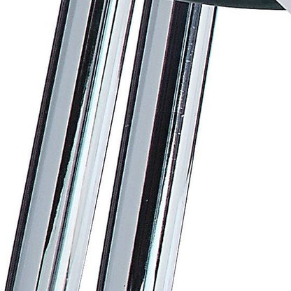 47" White Clear and Silver Wood And Glass And Metal Coffee Table