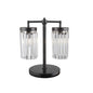18" Black Iron Two Light Cylinder Bedside Table Lamp With Clear Cylinder Shade