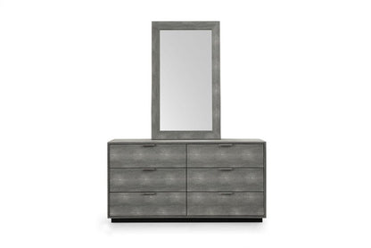 59" Gray Wood Six Drawer Double Dresser