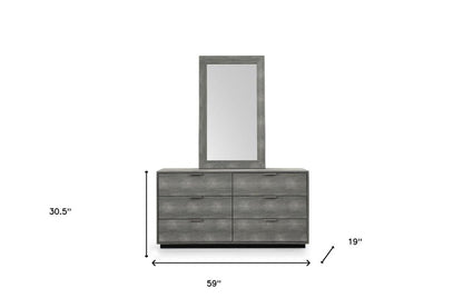 59" Gray Wood Six Drawer Double Dresser
