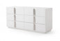 64" White Wood Six Drawer Double Dresser