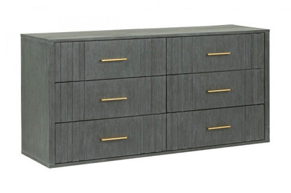 63" Gray Wood Six Drawer Double Dresser
