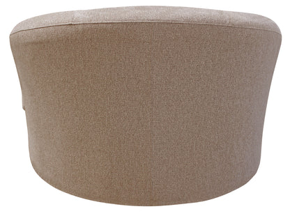 44" Sand Linen Upholstered Swivel Round Accent Chair And Toss Pillows