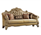 89" Bone Faux Leather Sofa And Toss Pillows With Gold Legs