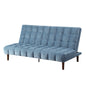 76" Teal Blue Velvet Convertible Futon Sleeper Sofa With Wood Brown Legs