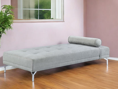 74" Gray Velvet Sofa And Toss Pillow With Black Legs