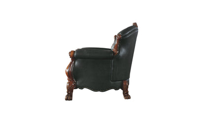 45" Cherry Oak Faux Leather Arm Chair