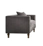 41" Gray and Antiqued Brass Velvet Tufted Arm Chair And Toss Pillow
