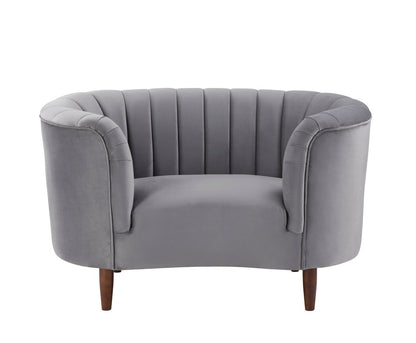 52" Gray and Black Velvet Striped Arm Chair