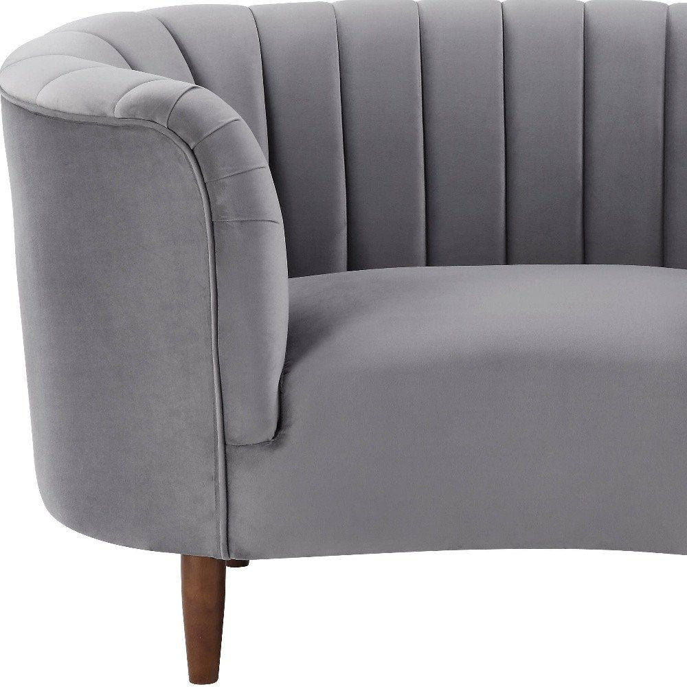 52" Gray and Black Velvet Striped Arm Chair