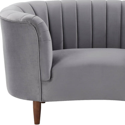 52" Gray and Black Velvet Striped Arm Chair