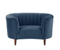 52" Blue and Black Velvet Striped Arm Chair