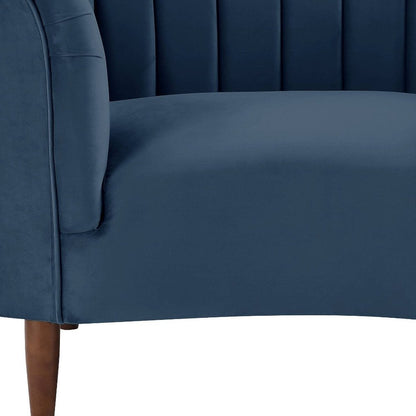 52" Blue and Black Velvet Striped Arm Chair