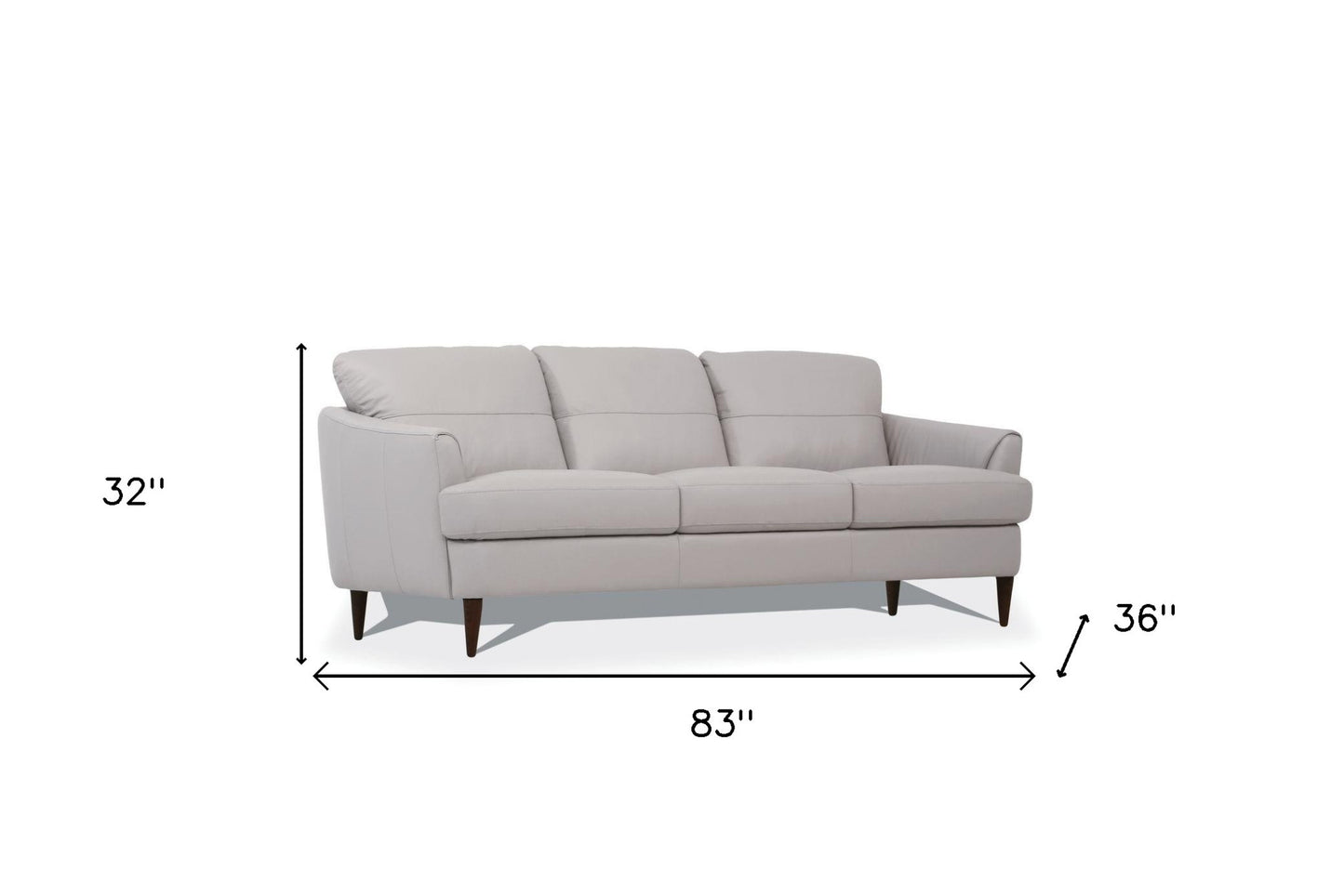 83" Pearl Leather Sofa With Black Legs