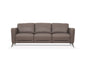 83" Taupe Leather Sofa With Black Legs