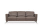 83" Taupe Leather Sofa With Black Legs