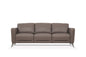 83" Taupe Leather Sofa With Black Legs