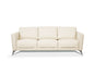 83" Cream Leather Sofa With Black Legs