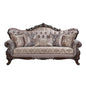 92" Champagne Imitation Silk Damask Sofa And Toss Pillows