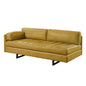 74" Mustard Top Grain Leather Sofa With Black Legs