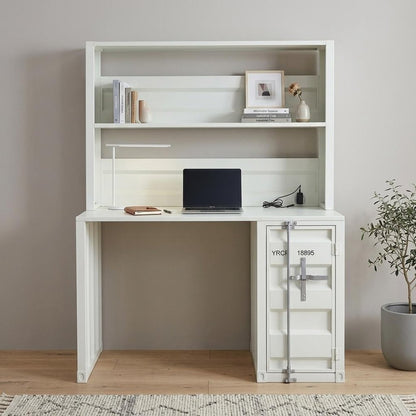 47" White Metal Writing Desk