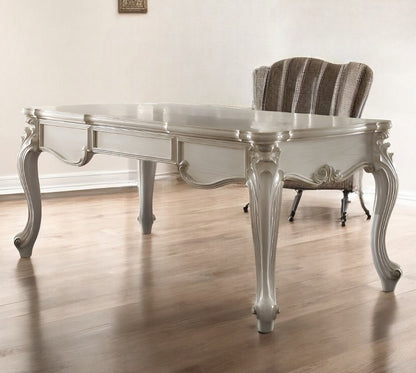 72" White Wood Executive Desk With Three Drawers