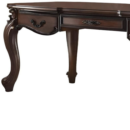 72" Dark Brown Wood Executive Desk With Three Drawers