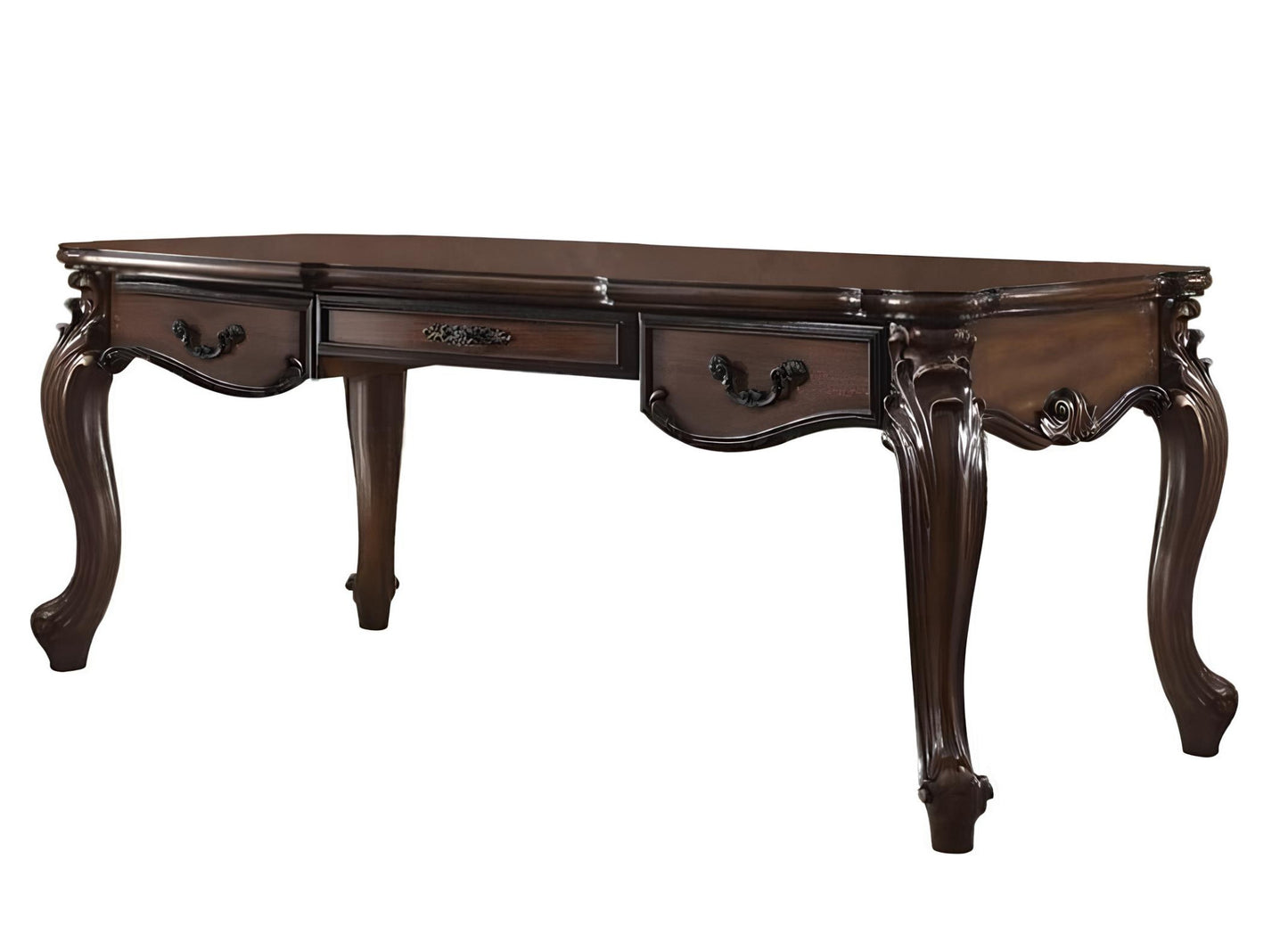 72" Dark Brown Wood Executive Desk With Three Drawers