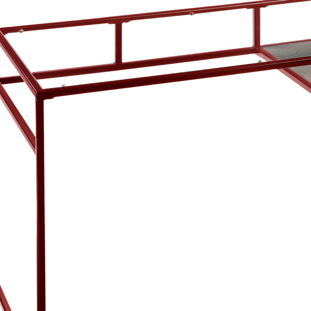 48" Clear and Red Glass Writing Desk